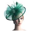 Green Floral Feather Mesh Fascinator Headband view 2