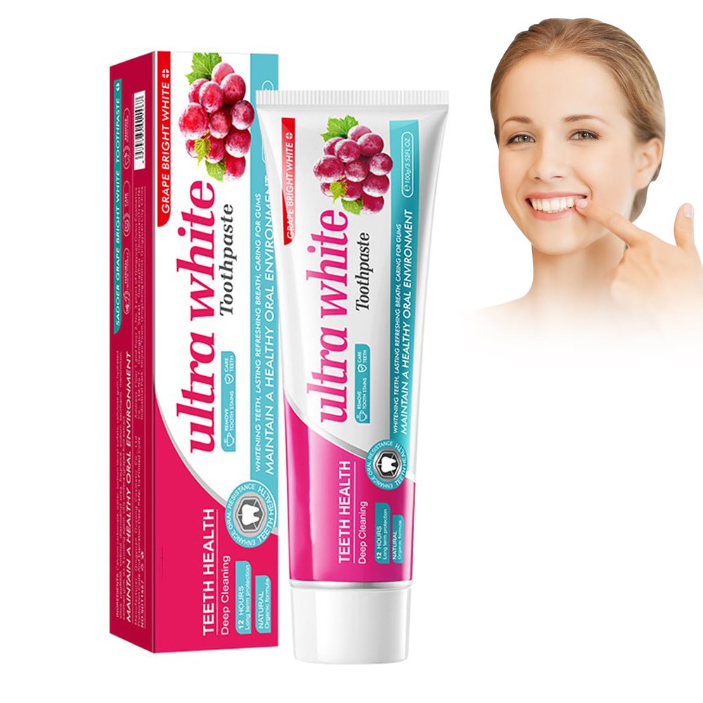 Stain-Removing Toothpaste for Bright White Teeth, 100 g, Grape