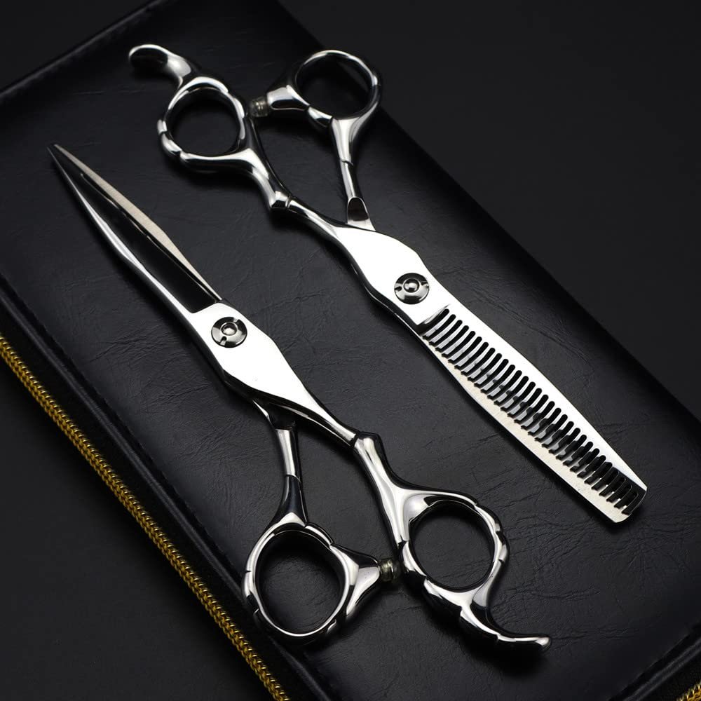 sjdoPulse 6-Inch Hair Cutting Scissors, Professional Japanese 440C Steel Hairdressing Shears with Pouch
