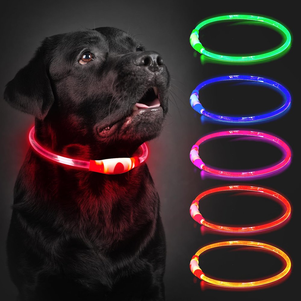 Rechargeable LED Dog Collar, Waterproof with 3 Light Modes