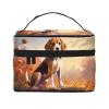 Nerdy Beagle Travel Cosmetic Bag for Women, 22.9 x 16.5 x 15.7 cm, Portable Large-Capacity Makeup Bag, Storage Case for Girls, Black, One Size view 1