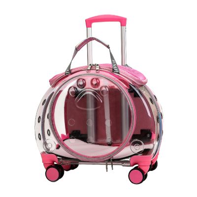 ZHOUBA Clear-Window Pet Trolley Case with Ventilation Holes for Cats, Small Dogs, and Other Small Pets, Black