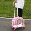 ZHOUBA Clear-Window Pet Trolley Case with Ventilation Holes for Cats, Small Dogs, and Other Small Pets, Black view 2