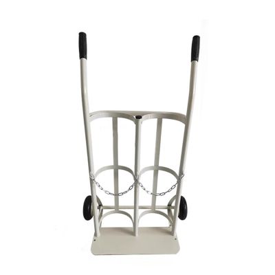 Jievmrs Double Oxygen Cylinder Cart with Wheels and Adjustable Chain, White