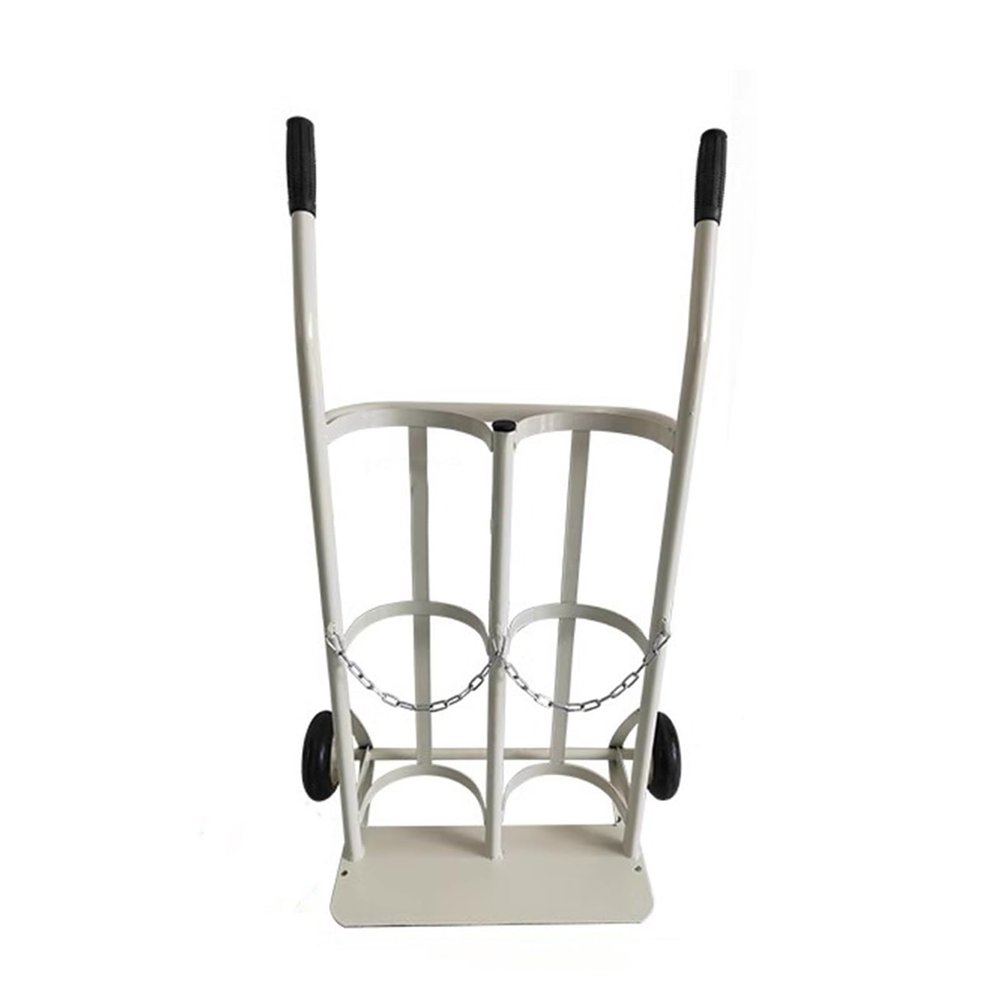 Jievmrs Double Oxygen Cylinder Cart with Wheels and Adjustable Chain, White