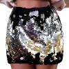 Women's Gradient Sequin Mini Skirt, Silver Glitter Fringe Wrap Skirt view 1