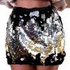 Women's Gradient Sequin Mini Skirt, Silver Glitter Fringe Wrap Skirt view 2
