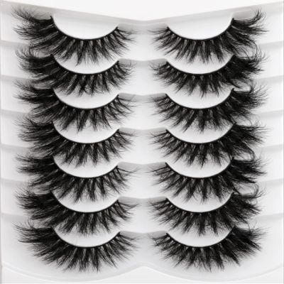 False Eyelashes, Fluffy Faux Mink Lashes, 18 mm, Wispy Cat-Eye Flower Lashes, Strip Lashes, Pack of