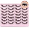 Natural Wispy False Eyelashes, 3D Cat-Eye, Faux Mink, Fluffy, 14 Pairs view 1