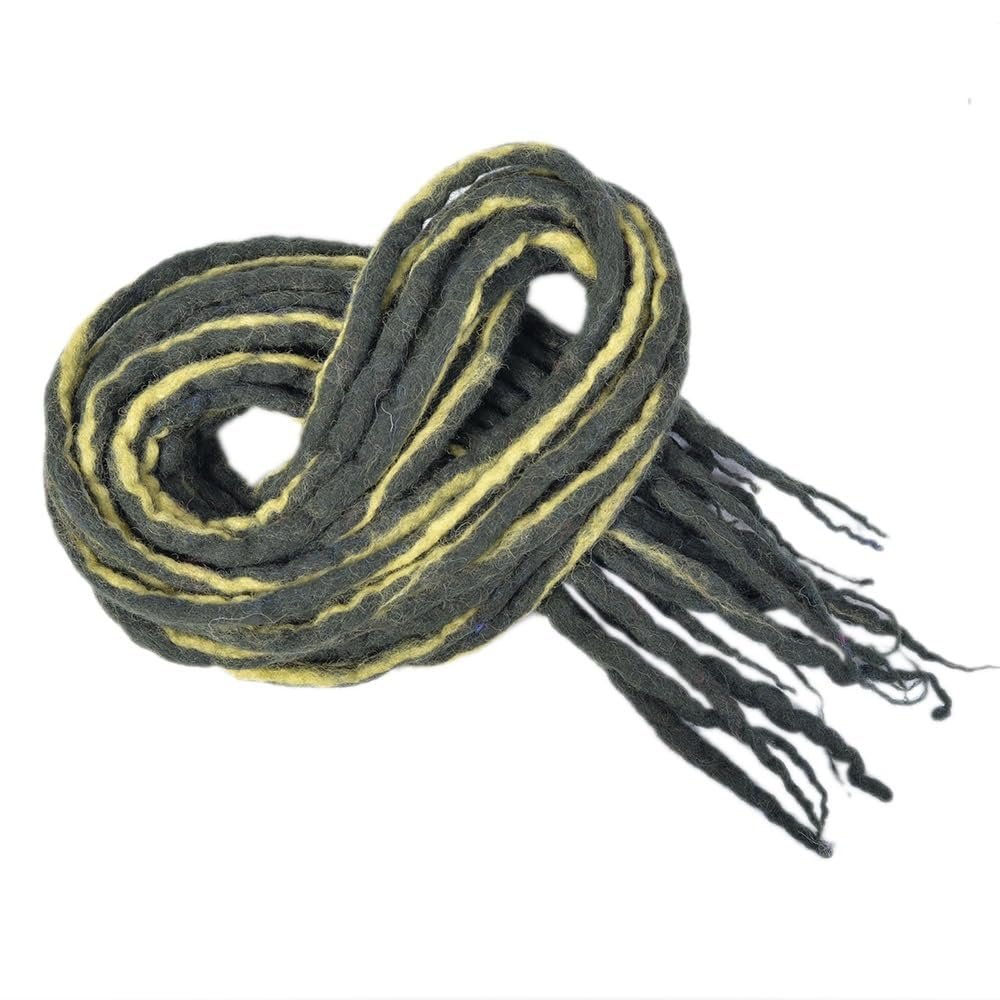 ZOAPDEBCE Human Hair Extension Tape, Synthetic Dreadlocks Crochet Braiding Hair, 20-Inch Soft Wool Locs, Handmade Braided Hair Extensions (BD)(Y Dark Green)