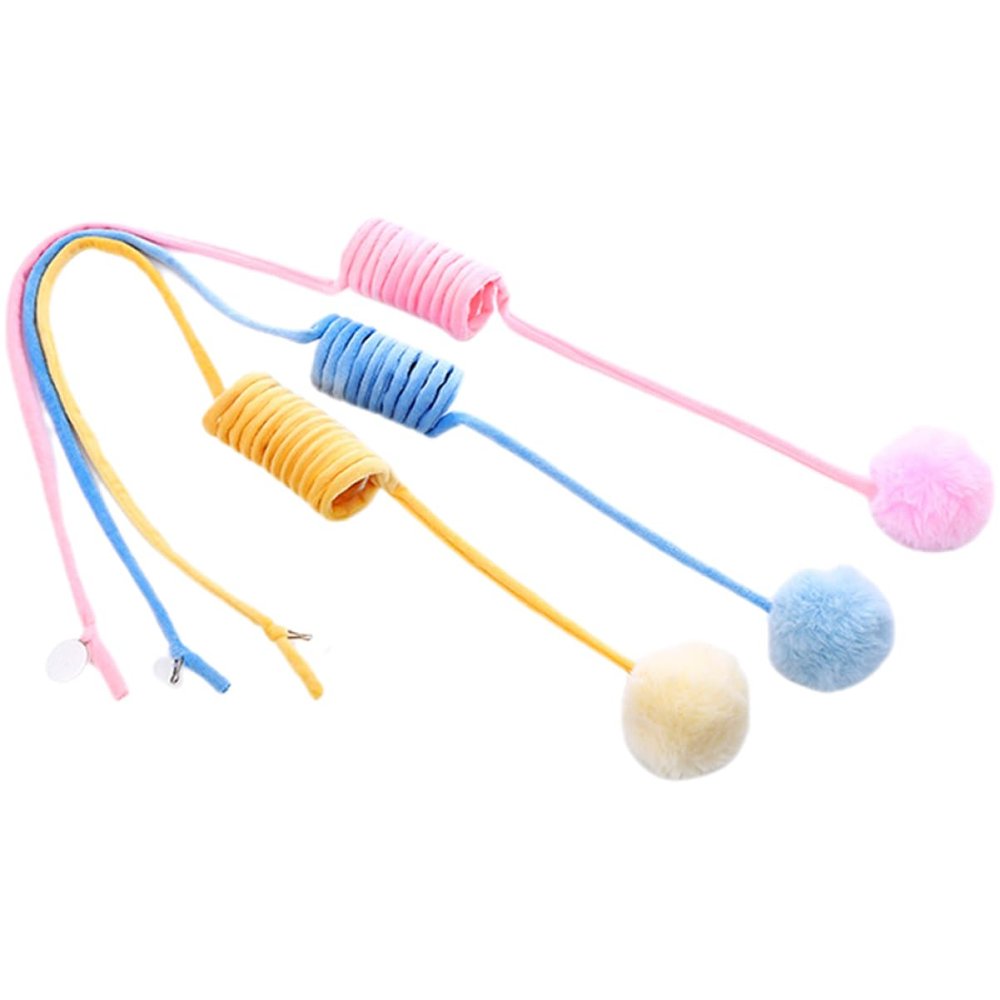 Happyyami 3-Piece Plush Cat Ball Toy with Suction Cup