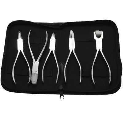 Orolotay 5-Piece Stainless Steel Eyeglass Frame Repair Pliers Tool Kit with Black Case
