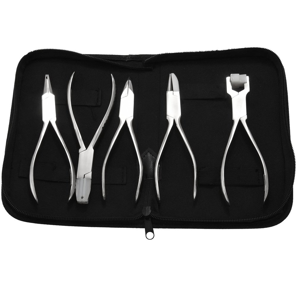 Orolotay 5-Piece Stainless Steel Eyeglass Frame Repair Pliers Tool Kit with Black Case