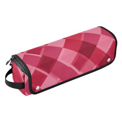 2-in-1 Hair Styling Tool Travel Case with Heat-Resistant Mat, Diamond Pattern, Hot Peach Red