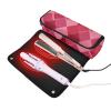 2-in-1 Hair Styling Tool Travel Case with Heat-Resistant Mat, Diamond Pattern, Hot Peach Red view 2