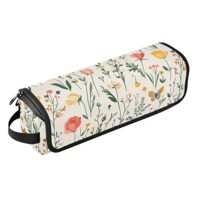 2-in-1 Hair Tool Organizer with Heat-Resistant Mat, Floral Rose and Silver Travel Case