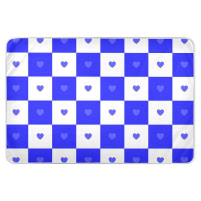 Buffalo Reusable Waterproof Bed Pad for Kids, White and Blue Plaid with Heart, 52 x 34 in
