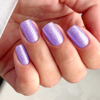 JMEOWIO Purple Glitter Gel Nail Strips, Self-Adhesive UV-Curing Nail Stickers