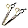 6-Inch Professional 440C Steel Left-Handed Hair Cutting and Thinning Scissors, Gold (Set) view 1