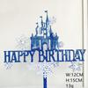 AILEXI Acrylic Glitter Cake Toppers, 1pc Happy Birthday Castle Dark Blue and 8 White Snowflakes, A503 view 3