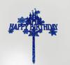 AILEXI Acrylic Glitter Cake Toppers, 1pc Happy Birthday Castle Dark Blue and 8 White Snowflakes, A503 view 4