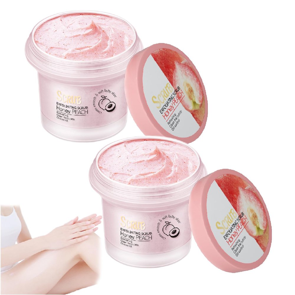 Brightening Peach Body Scrub, Deep Exfoliating, Honey Peach, 2 pcs