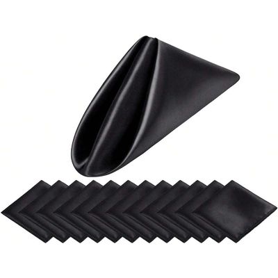 Luxury Satin Cloth Napkins, 50/100-Piece Set, 43 × 43 cm, Gold/Black
