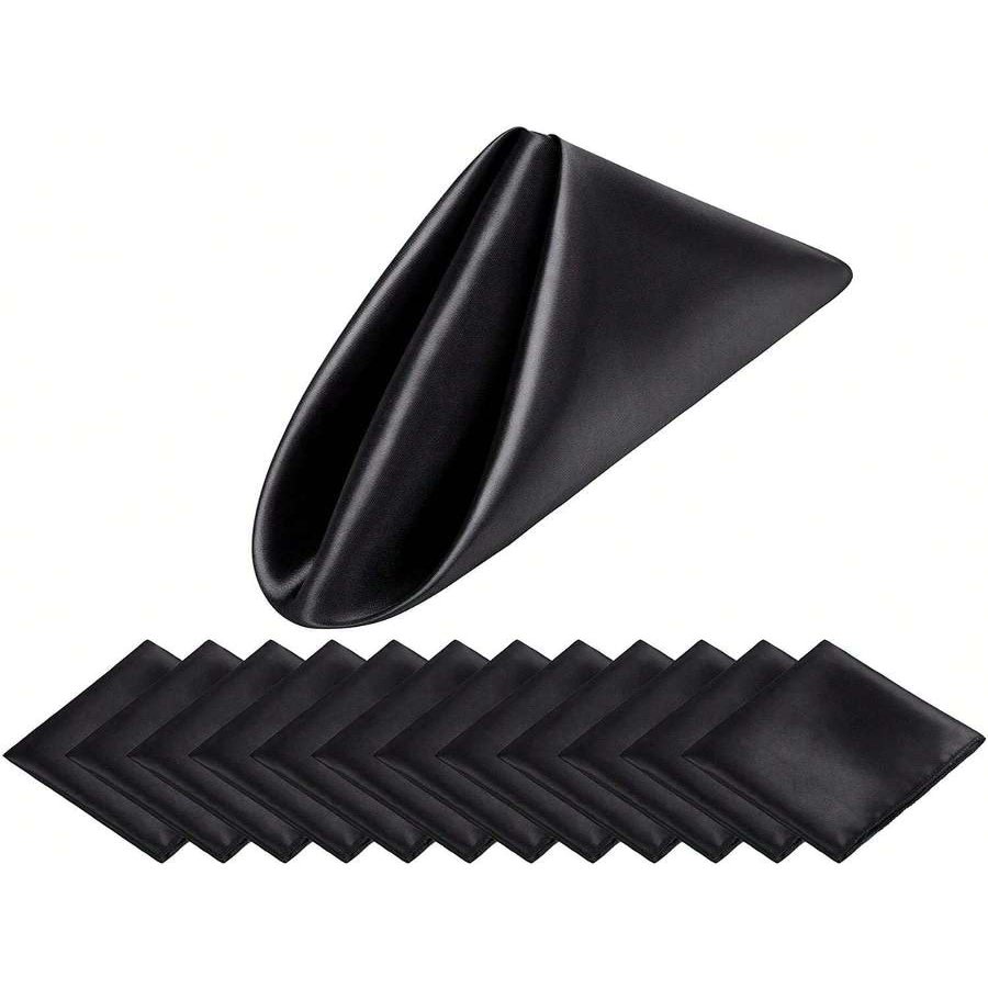 Luxury Satin Cloth Napkins, 50/100-Piece Set, 43 × 43 cm, Gold/Black