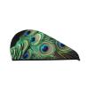 SDTYKHJ Women's Hair Towel, Ultra-Absorbent Coral Velvet, Green Peacock Feather view 1