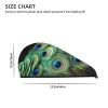 SDTYKHJ Women's Hair Towel, Ultra-Absorbent Coral Velvet, Green Peacock Feather view 3