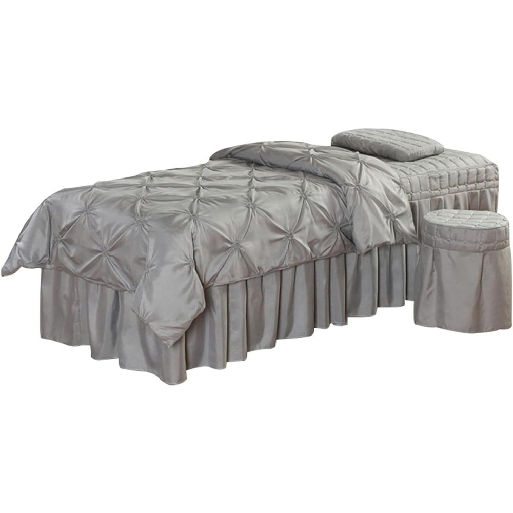 Luxurious 4-Piece Microfiber Massage Table Linen Set, Solid Color, Bed Valance and Table Skirt