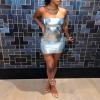 Women's Silver Metallic PU Leather & Latex Wetlook Bodycon Mini Party Dress view 2