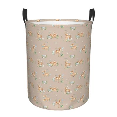 Gbuzozie Round Laundry Basket with Deer Design, 62 L