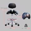 IUBGFTO Saddle Stool, Rolling Chair for Dental Offices, Padded Ergonomic Saddle Stool, Adjustable Height, Split Seat, Swivel, Black (54) view 2