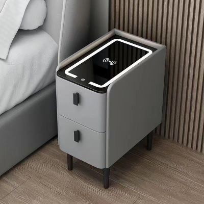 FBHDKJNFG Bedroom Table with Large-Capacity Storage (Gray, 30 x 40 x 87 cm)