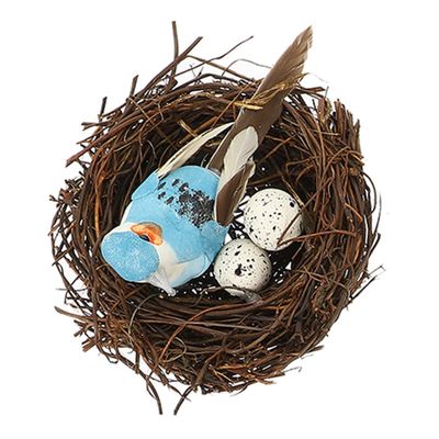 HAPINARY Artificial Rattan Bird Nest Set with Eggs