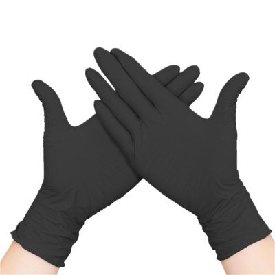 UALXPAO Latex Cleaning Gloves, Black, 50 Pieces, XS