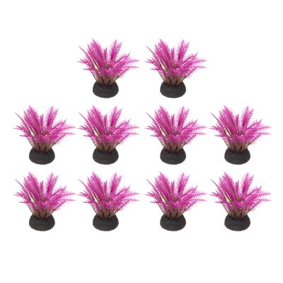 QUARKZMAN 10-Pack Aquarium Artificial Plants, Red Coconut Leaves