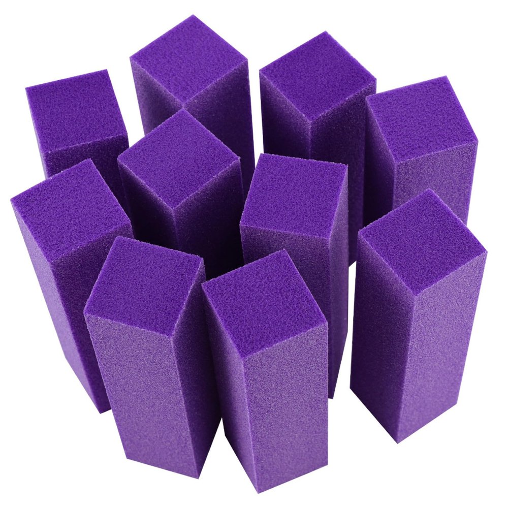 VINTORKY Nail Buffer Blocks, 120/120/120/120 Grit, 10-Piece Sponge Set, Four-Sided, for Natural Fingernails and Toenails