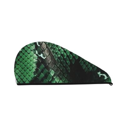 SDTYKHJ Women's Quick-Dry Hair Towel, Green Snakeskin