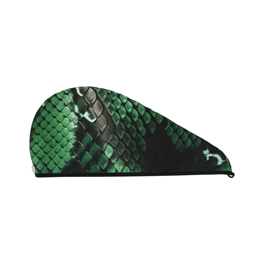 SDTYKHJ Women's Quick-Dry Hair Towel, Green Snakeskin
