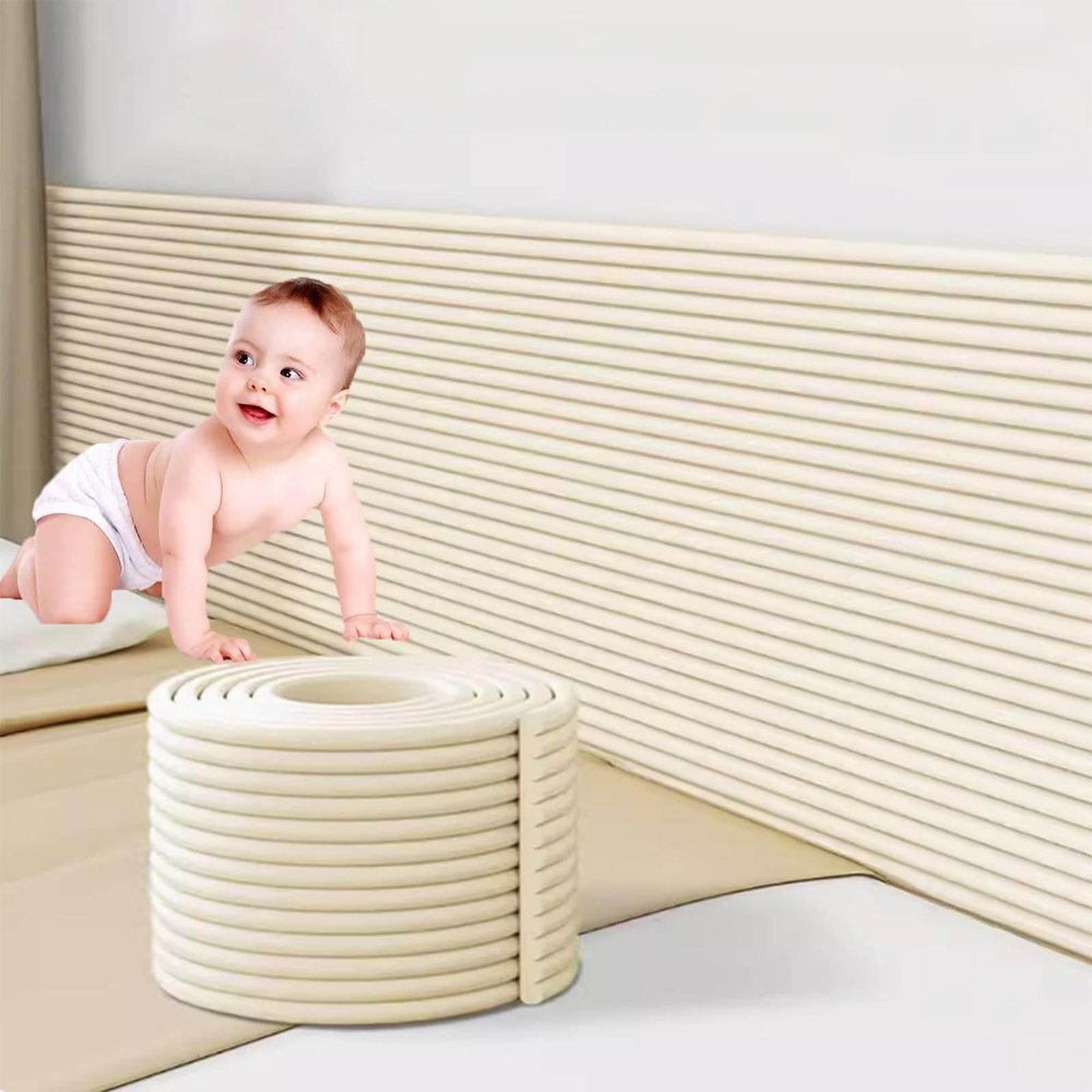 AlpenLife Basics Self-Adhesive Padded Wall Protection for Beds, Beige, 40 x 200 cm