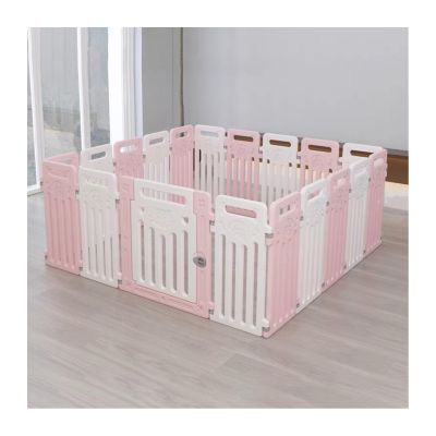 HBOOMOEM Dog Playpen, Portable Indoor/Outdoor Puppy Pen, Plastic, Freestanding, Extra-Tall, Pink, 18-Piece Set