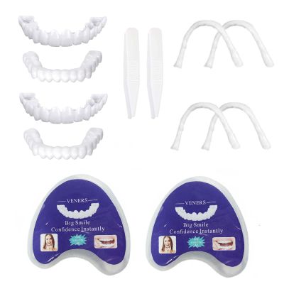 Flipped Warmth 2 Pairs False Temporary Teeth, Cosmetic Dentures, Snap-On Veneers