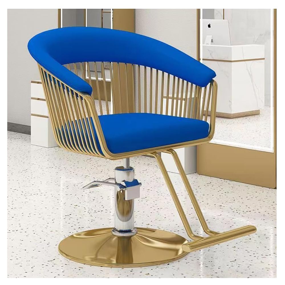 Professional Rotating Barber Chair with Hydraulic Pump, Blue