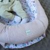 LOOLAY Pink Floral/Dusty Rose Waffle Piqué Organic Cotton Baby Nest for Newborns, Solo Nest view 1