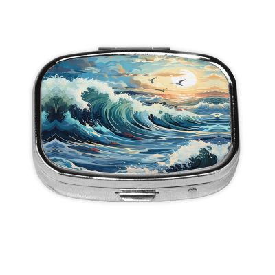 Wave Sailboat Mwe Travel Pill Case with 2 Compartments
