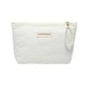 Kexpery Small White Canvas Cosmetic Bag for Women with Heart Print and Zipper view 1