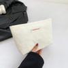 Kexpery Small White Canvas Cosmetic Bag for Women with Heart Print and Zipper view 2