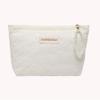 Kexpery Small White Canvas Cosmetic Bag for Women with Heart Print and Zipper view 4